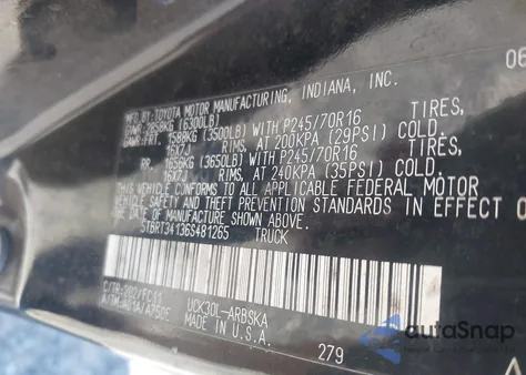 2006 Toyota Tundra Sr5 V8 z USA, uszkodzony, nr VIN 5TBRT34136S481265